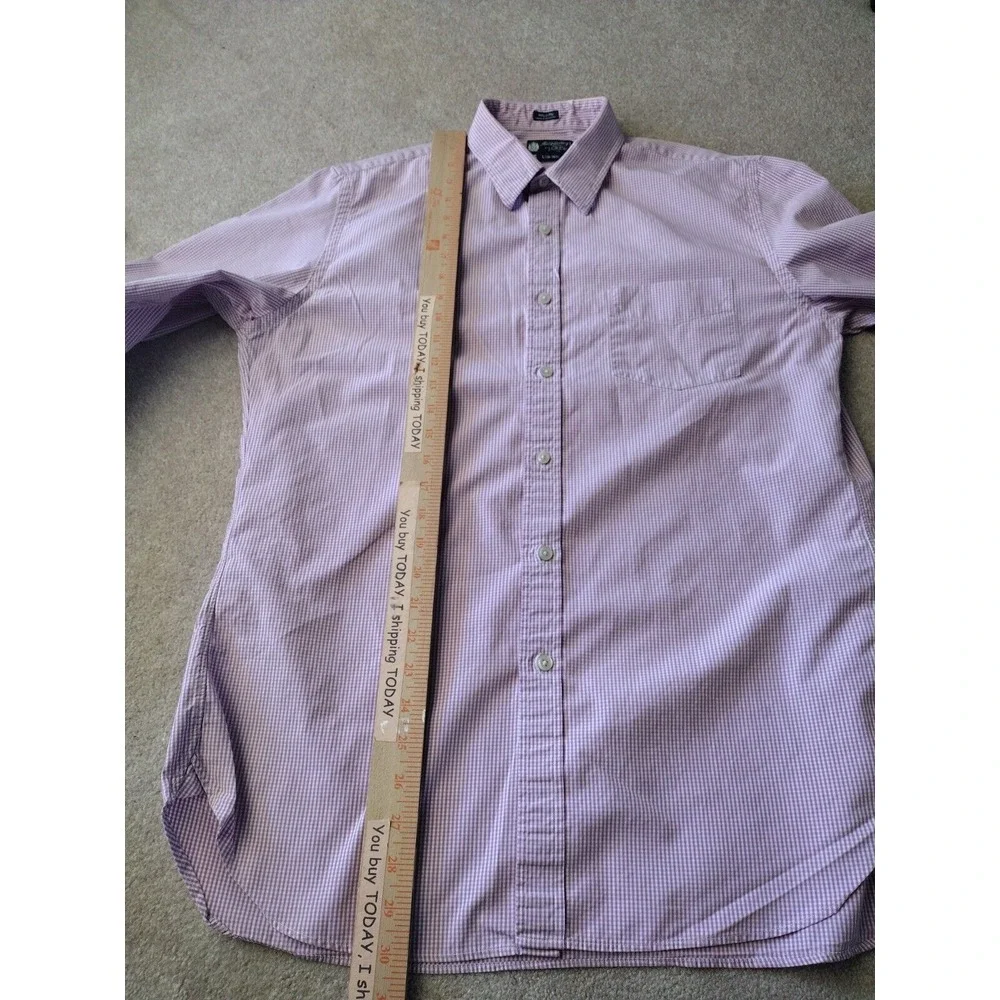 J. CREW Button Up Shirt Men Large Pink‎ White Checked Haberdashery Long Sleeve